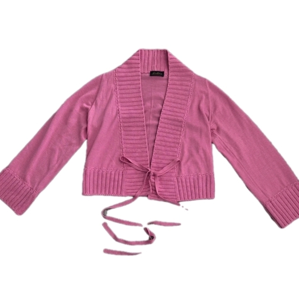 Luisa Spagnoli 100% Pure Virgin Woolmark Pink Cardigan Sweater  Size S Italy